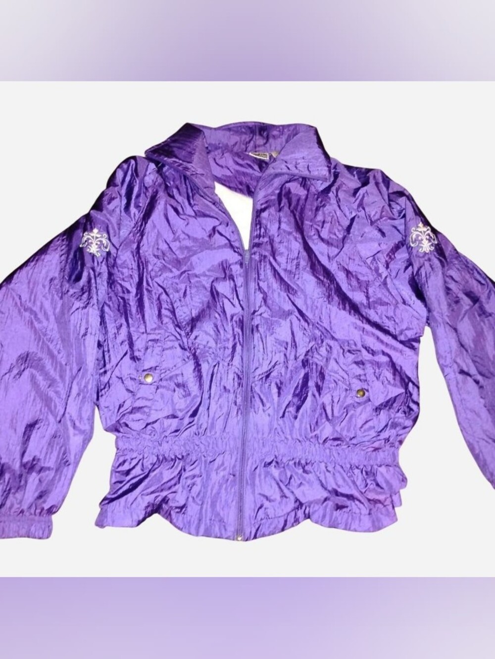 Vintage 80s/90s Basic Editions Purple Nylon Windbreaker Jacket size medium